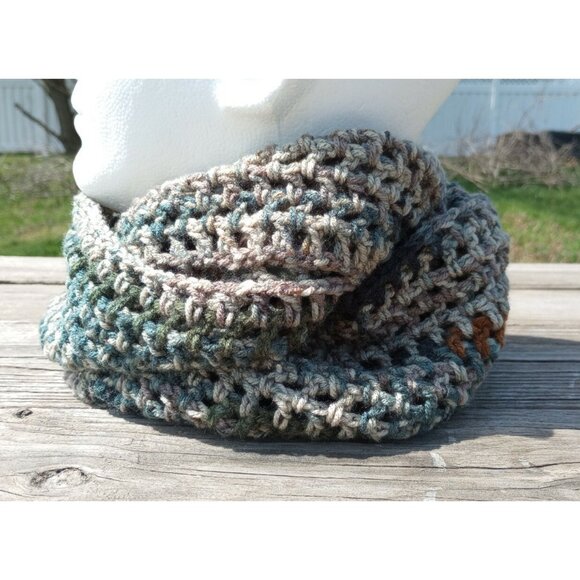 Men's Hipster Infinity Scarf Cowl Camouflage Green Black Brown Hunting Woodsy OS - Picture 4 of 9